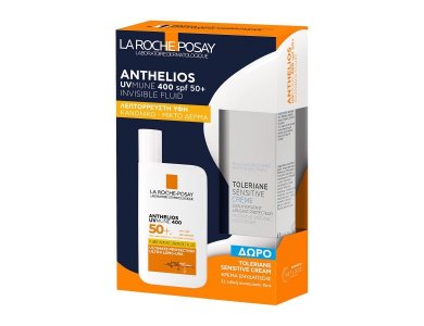 La Roche Posay Anthelios UVMUNE 400 Fluid SPF50+ Aντηλιακό Προσώπου για Κανονικό-Μικτό Δέρμα & Δώρο Toleriane Sensitive Ενυδατική Κρέμα, 15ml, 1σετ
