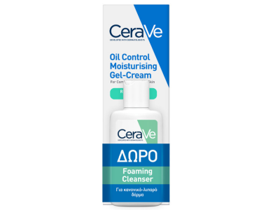 CeraVe Promo Oil Control Moisturising Gel-Cream, Ενυδατική Κρέμα για Κανονικό & Λιπαρό Δέρμα, 52ml & Δώρο Foaming Cleanser Καθαριστικό, 20ml