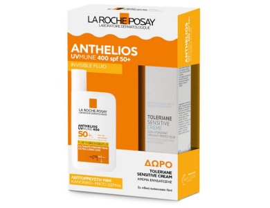 La Roche Posay Promo Anthelios UVMune 400 Invisible Fluid Αντηλιακό Προσώπου για Κανονικό & Μικτό Δέρμα SPF50+, 50ml & Δώρο Toleriane Sensitive Cream Ενυδατική Κρέμα Προσώπου για Ευαίσθητες Επιδερμίδες, 15ml, 1σετ