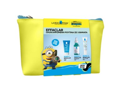 La Roche Posay Promo Effaclar Gel Τζελ Καθαρισμού, 50ml, Effaclar Serum Ορός κατά των Eπίμονων Aτελειών, 15ml & Effaclar Duo+M Διορθωτική κρέμα κατά των ατελειών, 15ml & Δώρο Νεσεσέρ Minions, 1τεμ, 1σετ