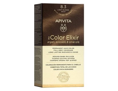 Apivita My Color Elixir Νο 8.3 Βαφή Μαλλιών Ξανθό Ανοιχτό Χρυσό με Έλαια Άργκαν, Αβοκάντο & Ελιάς, 1τεμ