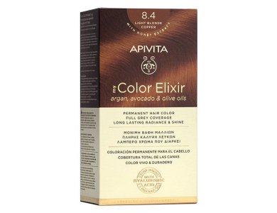 Apivita My Color Elixir Νο 8.4 Βαφή Μαλλιών Ξανθό Ανοιχτό Χάλκινο, με Έλαια Άργκαν, Αβοκάντο & Ελιάς, 1τεμ
