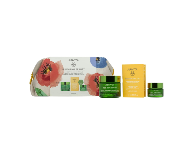 Apivita Blooming Beauty Promo Pack Bee Radiant Κρέμα για Σημάδια Γήρανσης & Ξεκούραστη Όψη Πλούσιας Υφής, 50ml & Δώρο Bee Radiant Gel-Balm Νύχτας για Λείανση & Αναζωογόνηση, 15ml & Beessential Oil Έλαιο Προσώπου Ημέρας, 1,6ml & Νεσεσέρ, 1σετ
