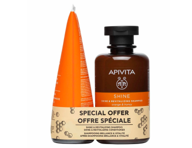 Apivita Promo Shine & Revitalizing Σαμπουάν Λάμψης & Αναζωογόνησης με Πορτοκάλι & Μέλι, 250ml & Κρέμα Μαλλιών, 150ml