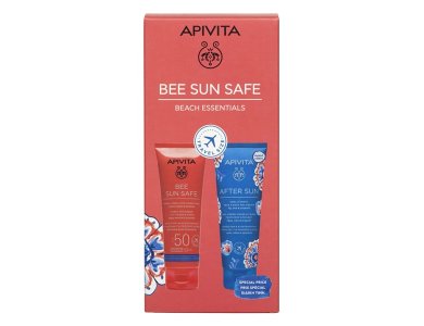 Apivita Bee Sun Safe Beach Essentials Promo Bee Sun Safe Ενυδατικό Αναζωογονητικό Γαλάκτωμα για Πρόσωπο & Σώμα SPF50, 100ml & After Sun Δροσιστική & Καταπραϋντική Κρέμα-Gel για Πρόσωπο & Σώμα, 100ml, 1σετ