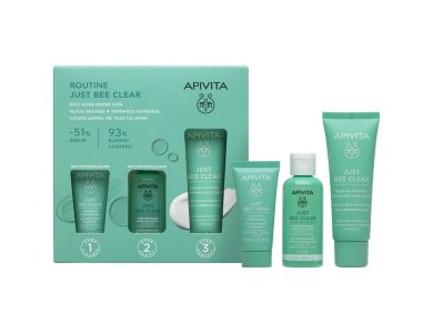 Apivita Promo Routine Just Bee Clear με Just Bee Clear Κρέμα κατά των Ατελειών, 40ml & Δώρο Just Bee Clear Λοσιόν Σύσφιξης Πόρων, 50ml & Gel Καθαρισμού Προσώπου, 15ml, 1σετ
