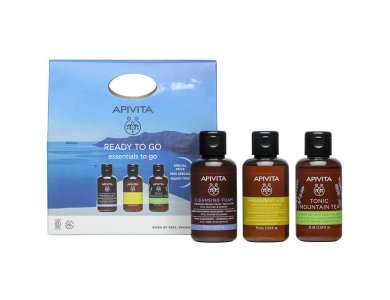 Apivita Promo Essentials Ready To Go Σετ Περιποίησης για Ταξίδια με Frequent Use Σαμπουάν για Καθημερινή Χρήση, 75ml, Tonic Mountain Tea Αφρόλουτρο, 75ml & Cleansing Foam Καθαριστικό Προσώπου, 75ml, 1σετ