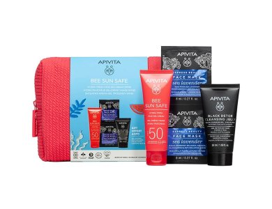 Apivita Promo Bee Sun Safe Hydra Fresh GelApivita Promo Bee Sun Safe Hydra Fresh Gel Cream Eνυδατική Κρέμα-Gel Προσώπου SPF50+, 50ml & Δώρο Black Detox Cleansing Jelly Μαύρο Gel Kαθαρισμού, 50ml & Express Beauty Face Mask Sea Lavender Μάσκα Προσώπου Θαλάσ