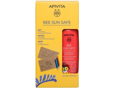 Apivita Promo Bee Sun Safe Hydra Sun Kids Spay Lotion Calendula & Propolis Ενυδατική Αντηλιακή Λοσιόν σε Σπρέι για Παιδιά SPF50, 200ml & Δώρο 2 Puzzles & Colored Pencils Παζλ & Ξυλομπογιές, 1σετ