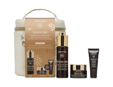 Apivita Promo Queen Bee Ρουτίνα Απόλυτης Αντιγήρανσης με Queen Bee Serum Αντιγηραντικός Ορός Προσώπου, 30ml & Δώρο Queen Bee Αντιγηραντική Κρέμα Ελαφριάς Υφής, 15ml, Κρέμα Ματιών, 5ml & Νεσεσέρ, 1τεμ, 1σετ