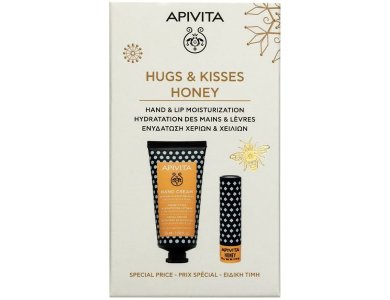 Apivita Promo Hugs & Kisses με Κρέμα Χεριών Εντατικής Ενυδάτωσης με Υαλουρονικό Οξύ & Μέλι, 50ml & Honey Balm για Σκασμένα Χείλη, 4.4g, 1σετ