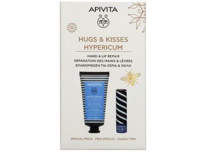 Apivita Promo Hugs & Kisses με Κρέμα Χεριών με Βάλσαμο & Μελισσοκέρι για Σκασμένα Χέρια, 50ml & Cocoa Butter Balm για Ενυδάτωση, 4.4g, 1σετ