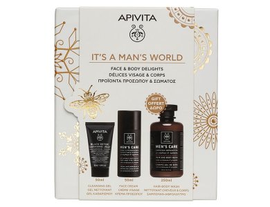 Apivita Promo Men's Care Σετ Ανδρικής Περιποίησης με Κρέμα Προσώπου & Ματιών, 50ml, Gel Καθαρισμού για Πρόσωπο & Μάτια, 50ml & Δώρο Σαμπουάν - Αφρόλουτρο, 250ml, 1σετ