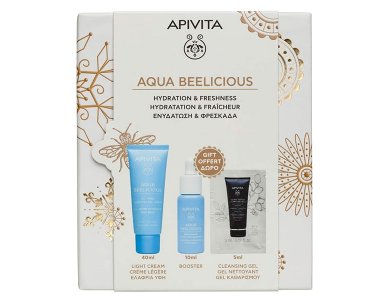 Apivita Aqua Beelicious Promo με Aqua Beelicious Ενυδατική Κρέμα-Gel Ελαφριάς Υφής, 40ml & Δώρο Booster Αναζωογόνησης & Ενυδάτωσης, 10ml & Gel Καθαρισμού για Πρόσωπου & Μάτια, 5ml, 1σετ