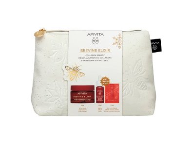 Apivita Promo Beevine Elixir με Αντιρυτιδική Κρέμα Πλούσιας Υφής για Σύσφιξη & Lifting, 50ml & Δώρο Ορός Σύσφιξης, 10ml, Κρέμα για Μάτια & Χείλη, 1.5ml & Νεσεσέρ, 1τεμ, 1σετ