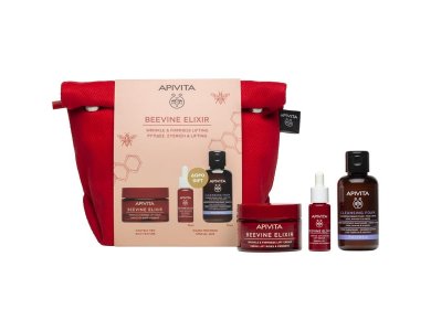Apivita Promo Beevine Elixir με Beevine Elixir Κρέμα Προσώπου Πλούσιας Υφής για Σύσφιξη & κατά των Ρυτίδων, 50ml & Δώρο Beevine Elixir Serum Ορός Προσώπου για Σύσφιξη & κατά των Ρυτίδων, 10ml, Αφρό Καθαρισμού, 75ml & Nεσεσέρ, 1τεμ, 1σετ