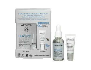 Apivita Promo HA5 Honey Repair Serum - Oρός Επανόρθωσης Προσώπου, 30ml & 5 Action Eye Serum, Ορός Ματιών Εντατικής Ενυδάτωσης & Αντιγήρανσης, 5ml