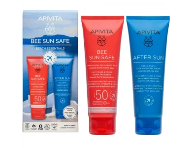 Apivita Promo Bee Sun Safe Hydra Fresh Face & Body Milk Spf50 & After Sun Cool & Sooth Face & Body Gel-Cream With Fig, Aloe & Propolis Travel Size 100ml