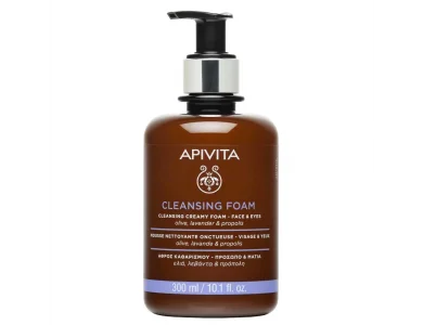 Apivita Cleansing Foam Face & Eyes Κρεμώδης Αφρός Καθαρισμού για Πρόσωπο & Μάτια με Ελιά, Λεβάντα & Πρόπολη, 300ml