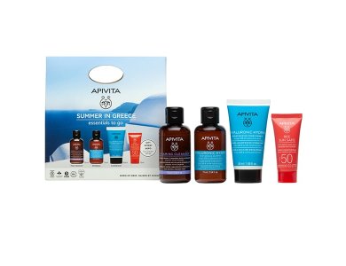 Apivita Promo Summer in Greece Essentials to Go Αφρός Καθαρισμού για Πρόσωπο & Μάτια, 75ml, Hyaluronic Hydra Σαμπουάν, 75ml, Hyaluronic Hydra Κρέμα Μαλλιών, 50ml & Δώρο Bee Sun Safe Αντιηλιακό Προσώπου SPF50, 15ml, 1σετ