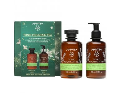 Apivita Promo Tonic Mountain Tea Αφρόλουτρο με Αιθέρια Έλαια, 250ml & Ενυδατικό Γαλάκτωμα Σώματος, 200ml