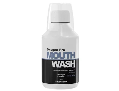 Frezyderm Mouthwash Oxygen Pro, Στοματικό Διάλυμα Με Ενεργό Οξυγόνο, Βιονεργό Πεπτίδιο & Υαλουρονικό Οξύ, 250ml