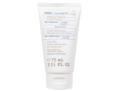 Korres Greek Yoghurt Probiotic Foaming Cream Cleanser Pre + Probiotics Αφρώδης Κρέμα Καθαρισμού Προσώπου Ελληνικό Γιαούρτι & Πρεβιοτικά-Πρoβιοτικά, 75ml