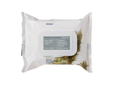 Korres Deep Detox Cleansing Cloths Olympus Tea, Μαντηλάκια Καθαρισμού & Ντεμακιγιάζ με Βιολογικό Τσάι Ολύμπου, 30τεμ