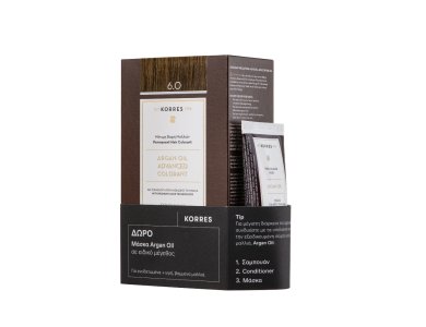 Korres Promo Argan Oil Advanced Colorant 6.0 Ξανθό Σκούρο Μόνιμη Βαφή Μαλλιών, 50ml & Δώρο Μάσκα Μαλλιών για Μετά τη Βαφή Argan Oil, 40ml, 1σετ
