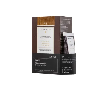 Korres Gift Set Argan Oil Advanced Colorant 7.3 Βαφή Μαλλιών Ξανθό Χρυσό, 50ml & Δώρο Μάσκα Argan Oil, 40ml, 1σετ