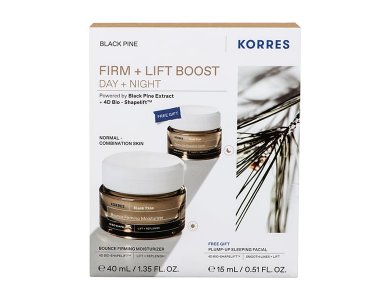 Korres Promo Black Pine Bounce Firming Moisturizer Σύσφιξη & Lifting Κρέμα Ημέρας, 40ml & Free Plump-Up Sleeping Facial Σύσφιξη & Lifting Κρέμα Νύχτας, 15ml, 1σετ