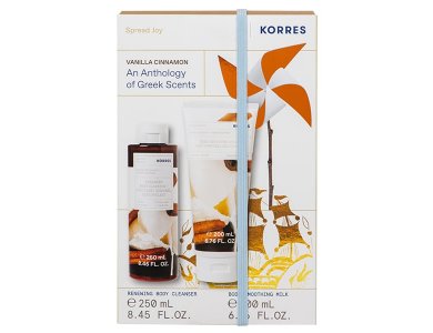 Korres Promo Vanilla Cinnamon Renewing Αφρόλουτρο, 250ml & Vanilla Cinnamon Smoothing Milk Ενυδατικό Γαλάκτωμα Σώματος, 200ml, 1σετ