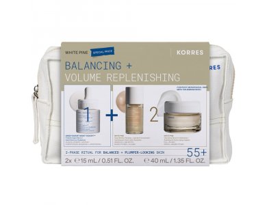 Korres Promo Greek Yoghurt Smart Probiotic Super Serum 15ml & White Pine Cream & Age Spot Concentrate Serum 15ml & Korres White Pine Volumizing Moisturizer Day Cream 40ml & Δώρο Νεσεσέρ 1 Τεμάχιo