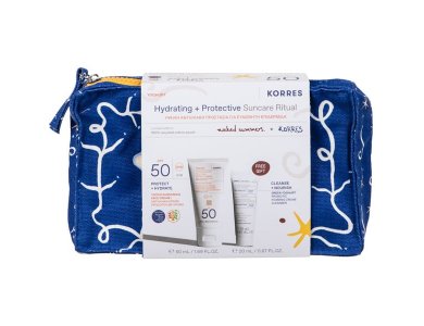 Korres Promo Hydrating & Protective Suncare Ritual Υψηλή Αντηλιακή Προστασία με Yoghurt Tinted Αντηλιακή Κρέμα Προσώπου με Χρώμα SPF50, 50ml, Greek Yoghurt Αφρώδης Κρέμα Καθαρισμού με Προβιοτικά, 20ml & Δώρο Naked Summers x Korres Νεσεσέρ, 1τεμ, 1σετ