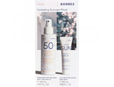 Korres Promo Hydrating Suncare Ritual Υψηλή Αντηλιακή Προστασία με Yoghurt Αντηλίακό Spray για Πρόσωπο & Σώμα SPF50+, 150ml & Yoghurt Cooling After Sun Gel για Ενυδάτωση & Καταπράυνση