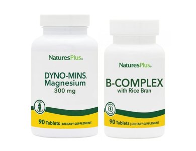 Natures Plus Promo Dyno-Mins Magnesium 300mg, Μαγνήσιο 90tabs & Δώρο B-Complex with Rice Bran, Σύμπλεγμα βιταμινών B, 90tabs, 1σετ