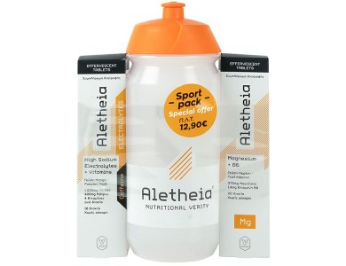 Aletheia Sport Pack Promo High Sodium Electrolytes 1000mg - Vitamins & Caffeine με Γεύση Mango & Passion Fruit, 18eff.tabs & Magnesium 375mg & B6 με Γεύση Λεμόνι & Γκρέιπφρουτ, 20eff.tabs & Παγούρι, 500ml, 1σετ