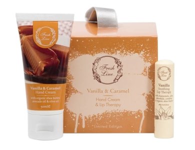 Fresh Line Promo Xmas Vanilla & Caramel Candy Box, Κρέμα Χεριών, 50ml & Καταπραϋντική Θεραπεία Χειλιών, 5,4gr