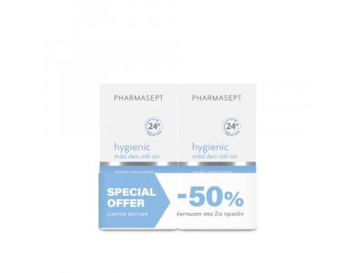 Pharmasept Promo (-50% στο 2ο προϊόν) Hygienic Mild Deo Roll-on 24h Απαλό Αποσμητικό για Ευαίσθητες Επιδερμίδες, 2x50ml