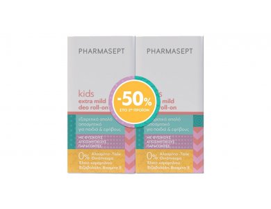 Pharmasept Promo (-50% στο 2ο προϊόν) Kids Extra Mild Deo Roll-on Αποσμητικό για Παιδιά & Εφήβους, 2x50ml