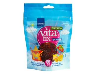 Intermed VitaFix Immuno Gummies Star Raspberry, Παιδικό Συμπλήρωμα Διατροφής για Ενίσχυση του Ανοσοποιητικού σε Ζελεδάκια, Γεύση Σμέουρο, Συσκευασία με 60τμχ