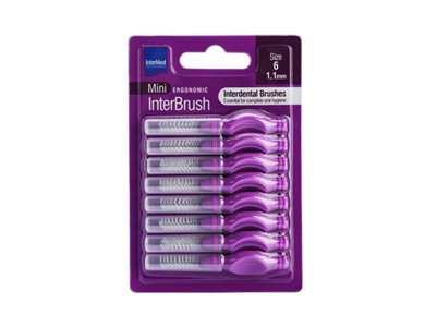 Intermed Ergonomic Mini Μεσοδόντια Βουρτσάκια με Λαβή Size 6 - 1.1mm Μωβ, 8τμχ