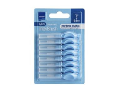 Intermed Ergonomic Mini Μεσοδόντια Βουρτσάκια με Λαβή Size 3 - 0.6mm Γαλάζιο, 8τμχ