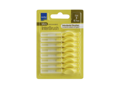 Intermed Ergonomic Mini Μεσοδόντια Βουρτσάκια με Λαβή Size 4 - 0.7mm Κίτρινο, 8τμχ