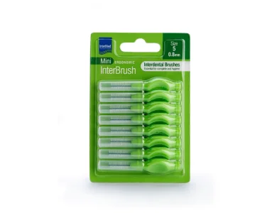 Intermed Ergonomic Mini Μεσοδόντια Βουρτσάκια με Λαβή Size 5 - 0.8mm Πράσινο, 8τμχ