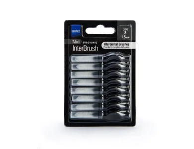 Intermed Ergonomic Mini Μεσοδόντια Βουρτσάκια με Λαβή Size 8 - 1.5mm Μαύρο, 8τμχ