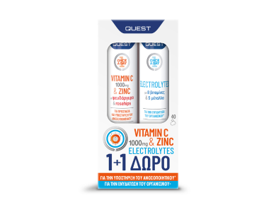 Quest Promo (1+1) Vitamin C 1000mg & Zinc & Electrolytes, 2x20eff.tabs, 1σετ