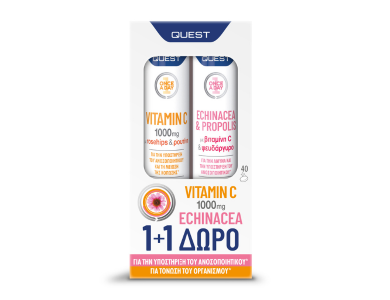 Quest PromoVitamin C 1000mg & Echinacea & Propolis, 2x20eff.tabs, 1σετ