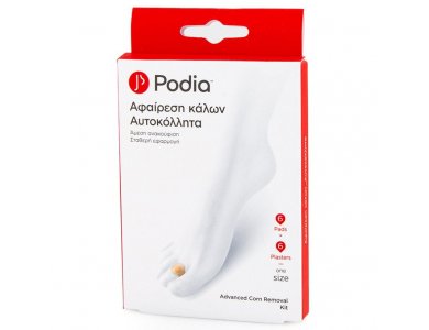 Podia Αυτοκόλλητο Επίθεμα Αφαίρεσης Κάλων με Προστατευτικό Επικάλιο, 6τμχ