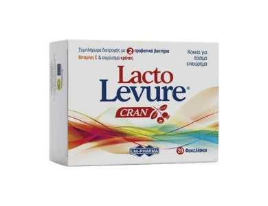 Unipharma Lacto-Levure Cran Συμπλήρωμα Διατροφής με Εκχύλισμα από Cranberries, 20 Φακελίσκοι